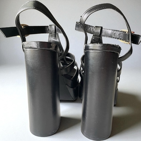 Goth Strappy Caged Toe Platform Chunky Block Heels in Black sz 6.5 by Sheln - Picture 10 of 13